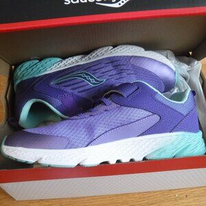 Saucony Wind AC Velcro Closure Girls Size 5 Wide Purple Teal New in Box